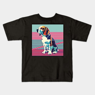 70s Beagle Vibes: Pastel Pup Parade Kids T-Shirt